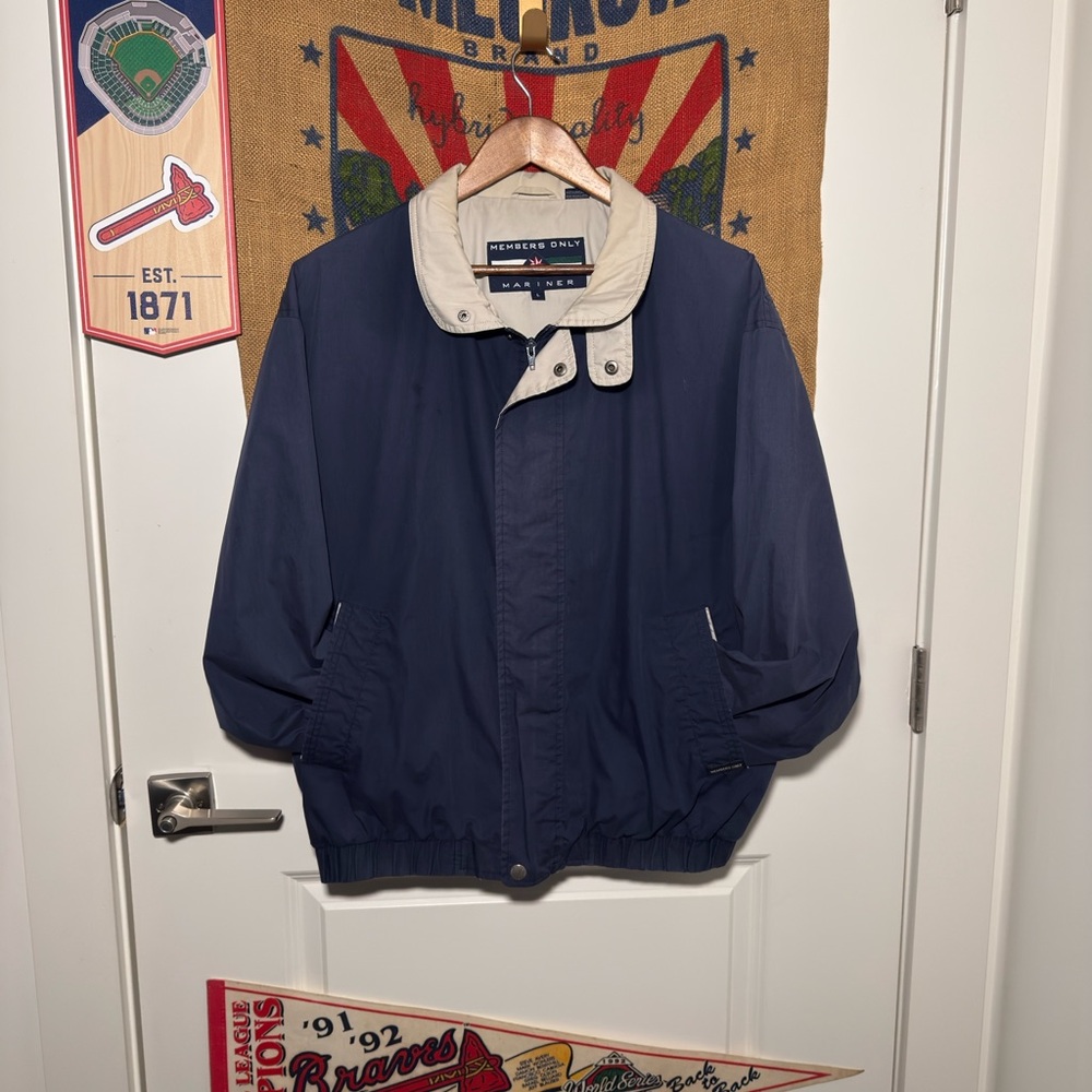 Vintage 90s Members Only Mariner Blue Windbreaker Full Zip Jacket (L)